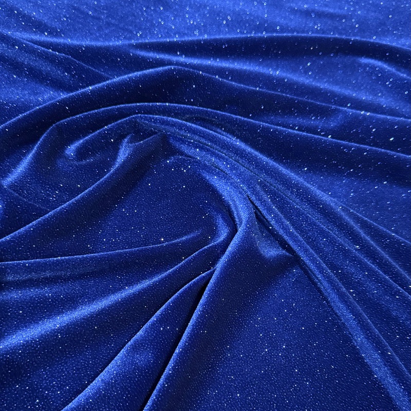 Glitter Velour Wholesale Fabric in Royal
