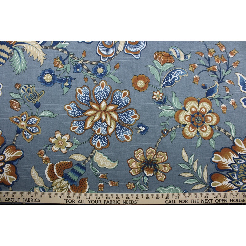Robert Allen Kyran Vines Jacobean Fabric in Twilight.
