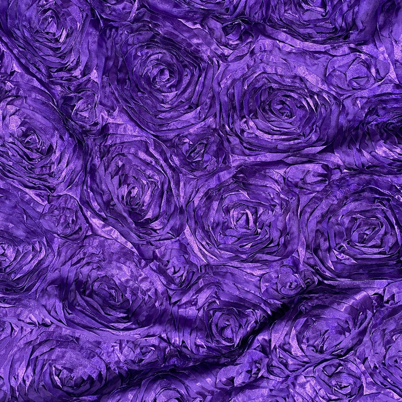 Rose Satin (3D) Wholesale Fabric in Purple