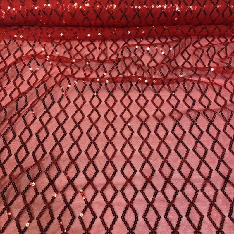 Vortex Sequins Wholesale Fabric in Red