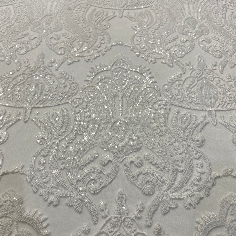 Princess Lace Wholesale Fabric in White and White