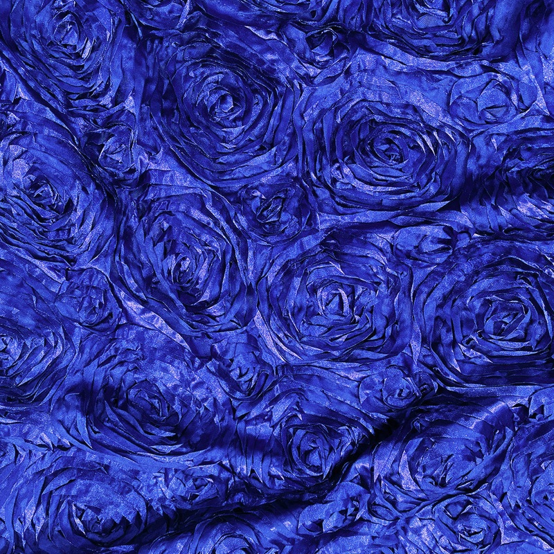 Rose Satin (3D) Wholesale Fabric in Royal