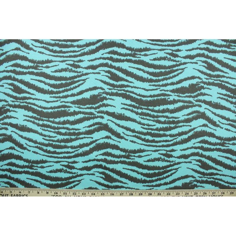 Striated Tiger Print Fabric in Aqua