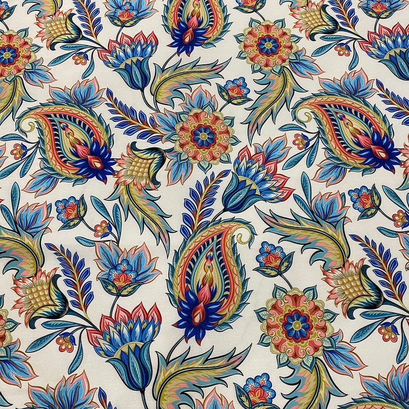 Asian Paisley (Dupioni) Wholesale Fabric in Blue