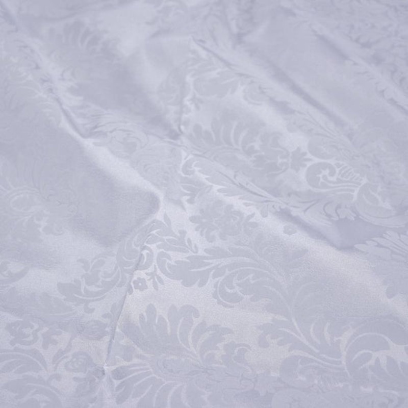 Damask Flocking Taffeta Wholesale Fabric in White on White