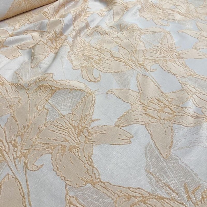 Floral Reef Jacquard Wholesale Fabric in Champagne