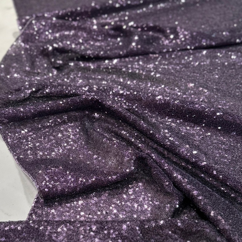 Glitz Sequins Wholesale Fabric in Eggplant