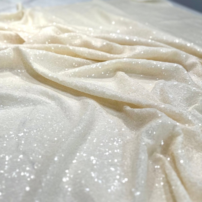 Glitz Sequins Wholesale Fabric in Ivory