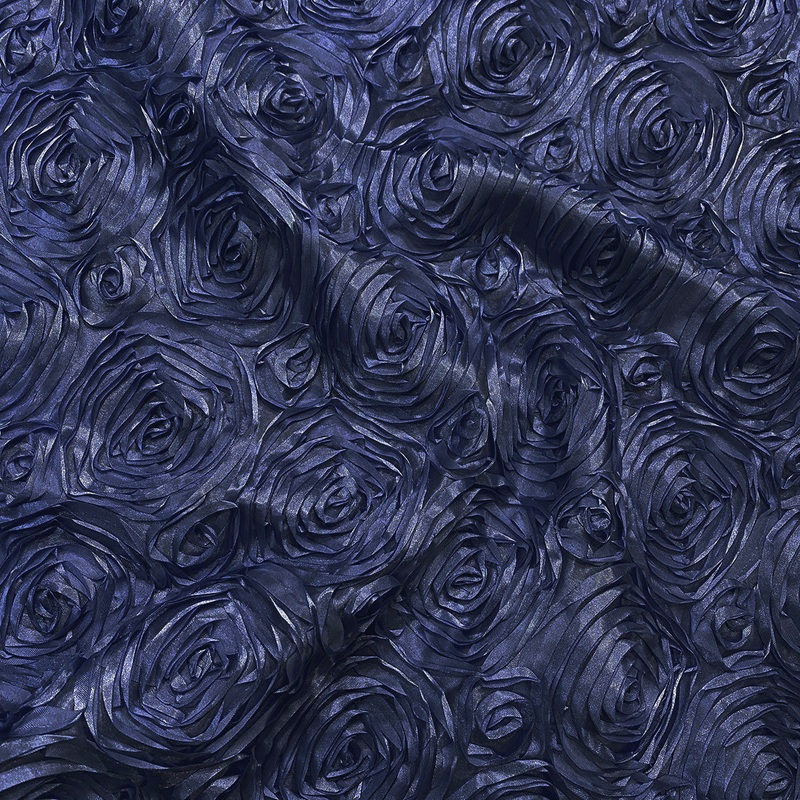 Rose Satin (3D) Wholesale Fabric in Navy