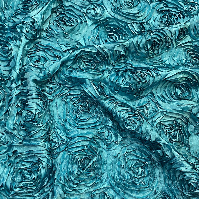 Rose Satin (3D) Wholesale Fabric in Turquoise