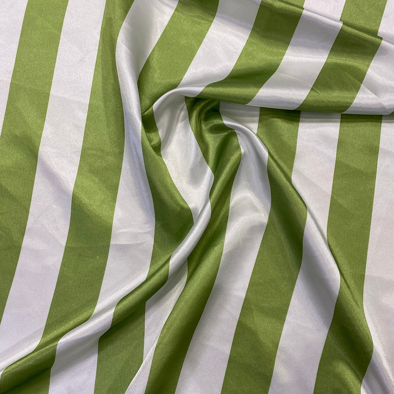 2" Satin Stripe Wholesale Fabric in White and Moss