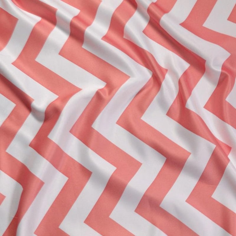 Chevron Print (Lamour) Wholesale Fabric in Coral and White