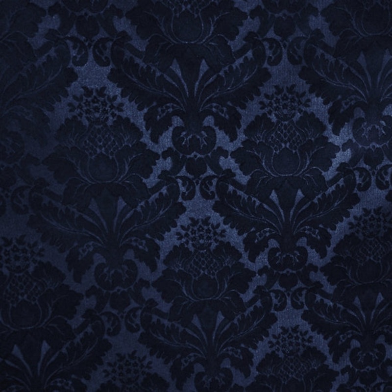 Damask Poly Wholesale Fabric in Navy 1245