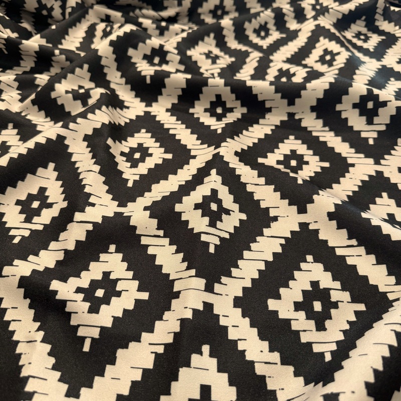 Onyx (Poly Print) Wholesale Fabric in Black / Taupe
