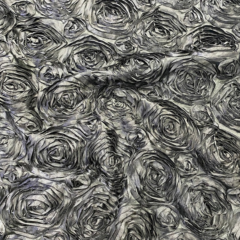 Rose Satin (3D) Wholesale Fabric in Gray