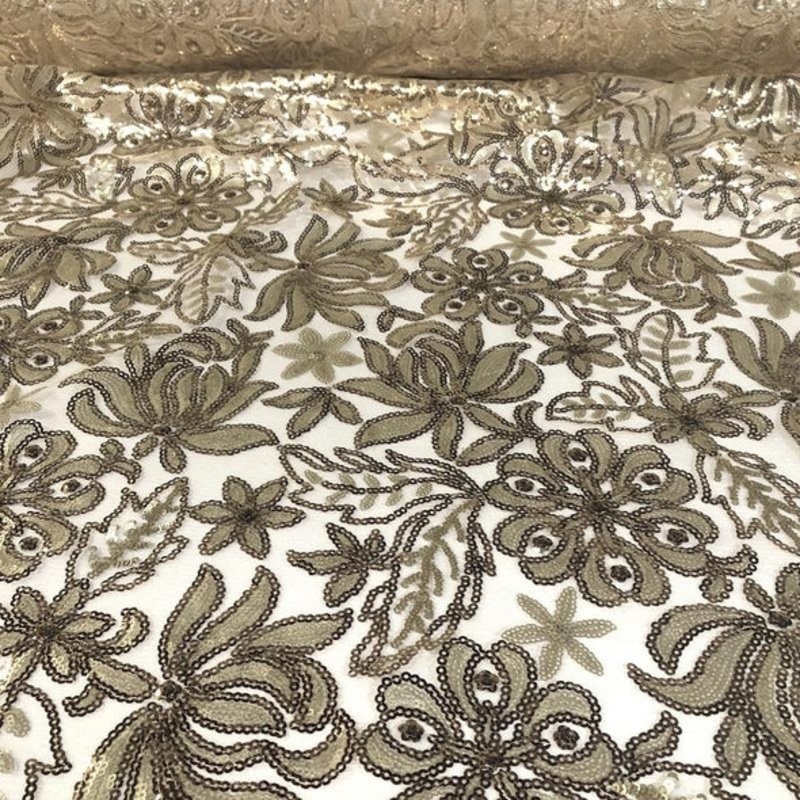 Starlight Sequins Wholesale Fabric in  Champagne