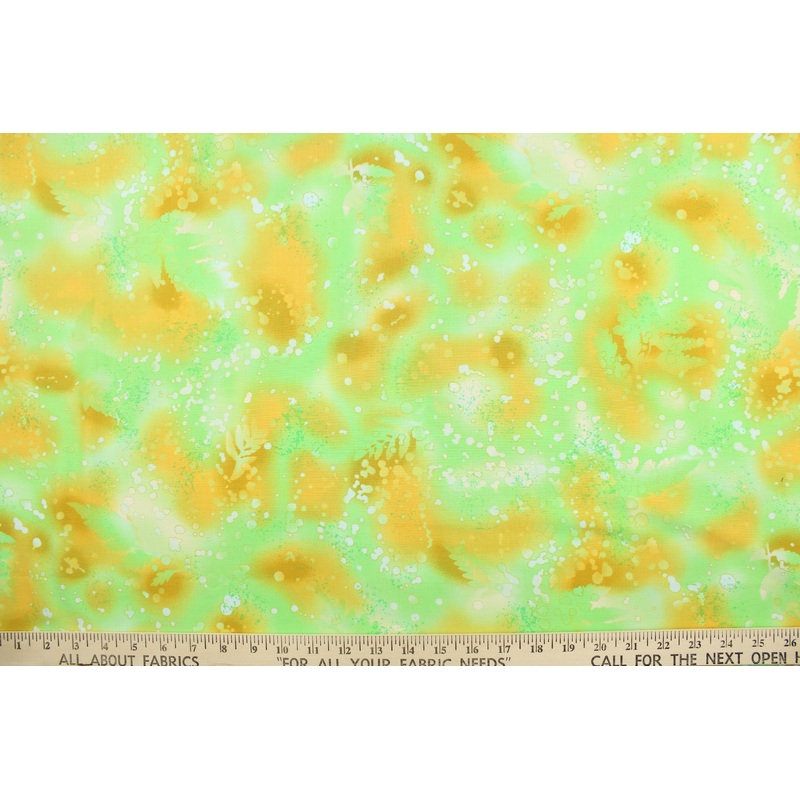 Benartex Fossil Fern in Golden Lime