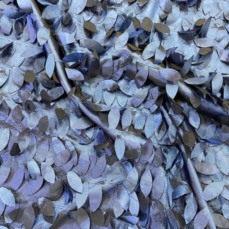 Leaf Hanging Taffeta Drapery Panel in Navy