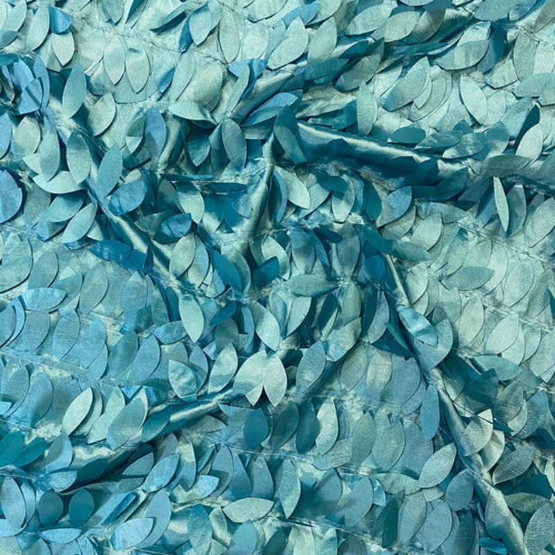 Leaf Hanging Taffeta Drapery Panel in Teal Green