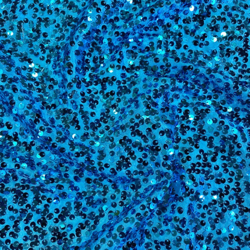 Taffeta Sequins Drapery Panel in Turquoise