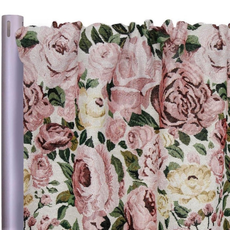 Vintage Canvas Rose Drapery Panels (116" Wide) / 1 Colors
