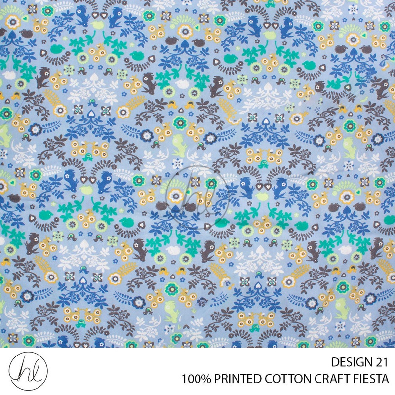 COTTON CRAFT FANTASY PRINTED FABRIC BLUE ROLL ROLL 001