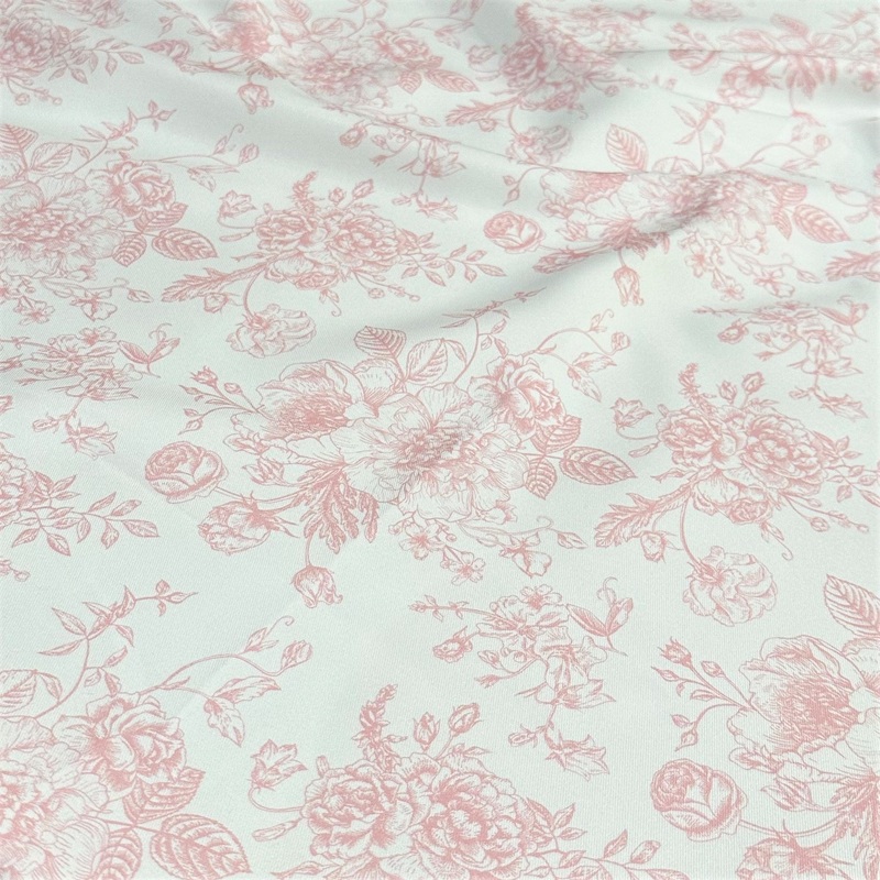 French Toile (Poly Print) Drapery Panel in Dusty Rose