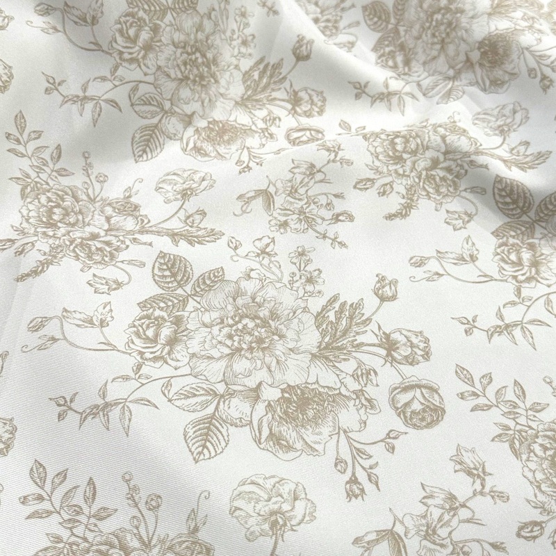 French Toile (Poly Print) Drapery Panel in Taupe