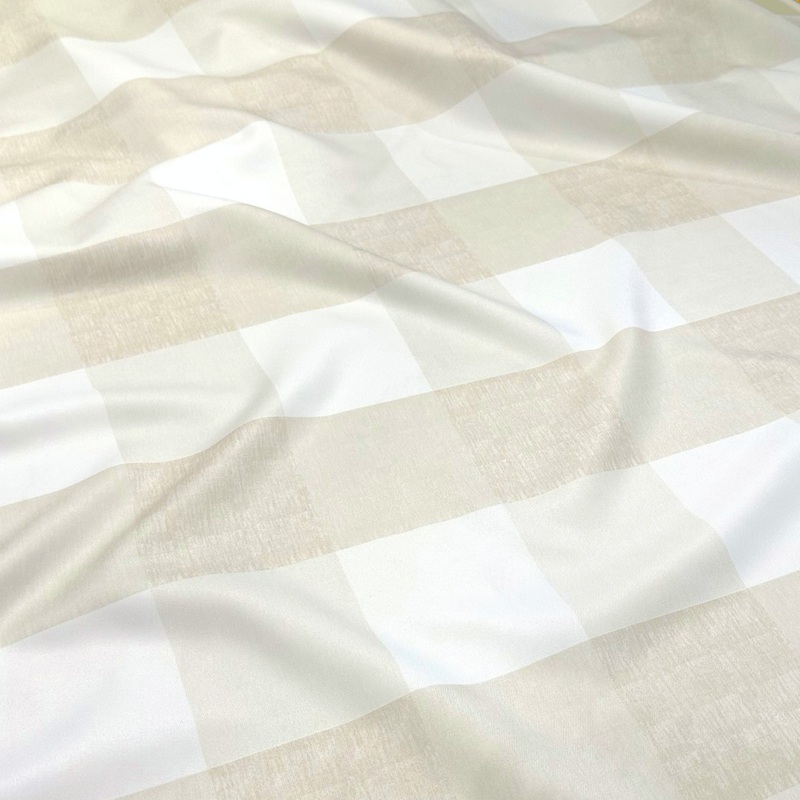 Hampton Checker (Poly Print) Drapery Panel in Taupe