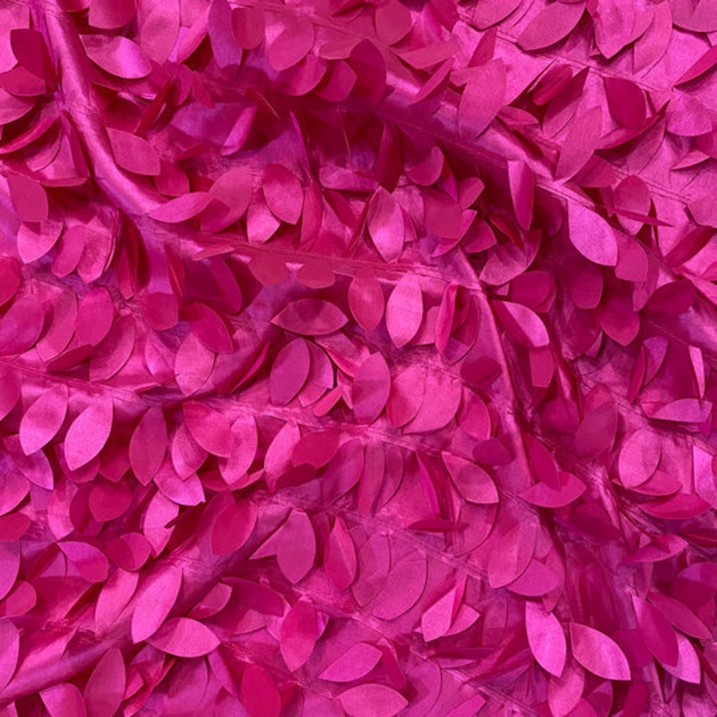 Leaf Hanging Taffeta Drapery Panel in Fuchsia