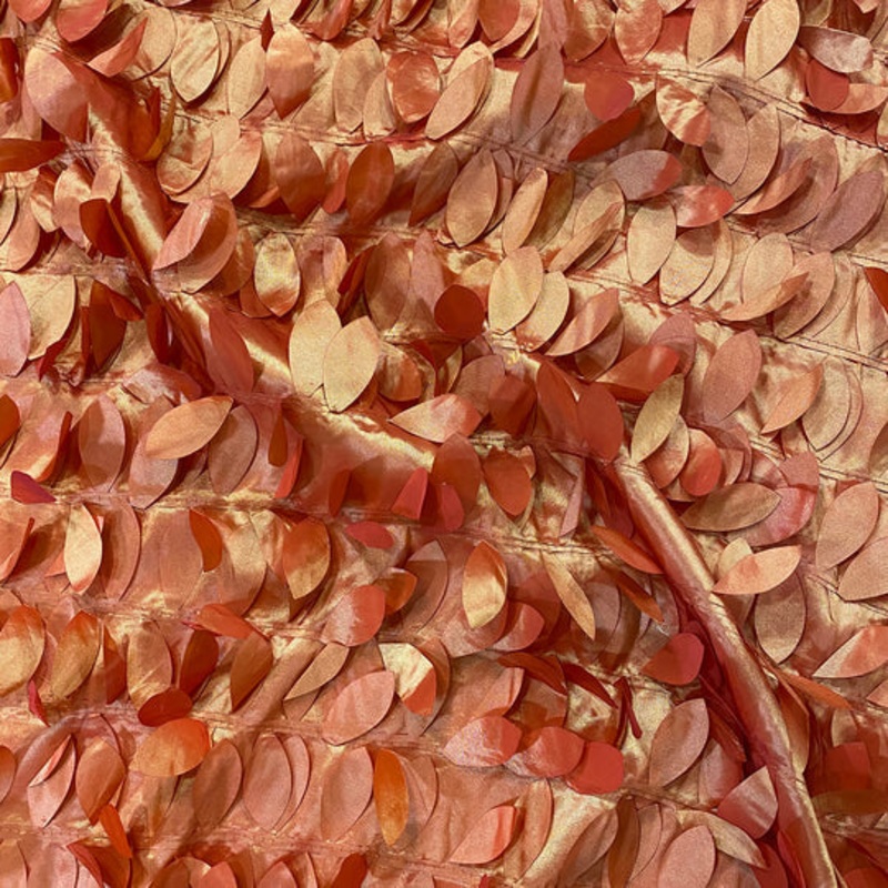 Leaf Hanging Taffeta Drapery Panel in Orange