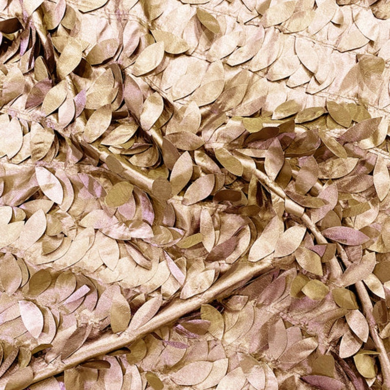 Leaf Hanging Taffeta Drapery Panel in Taupe and Gold