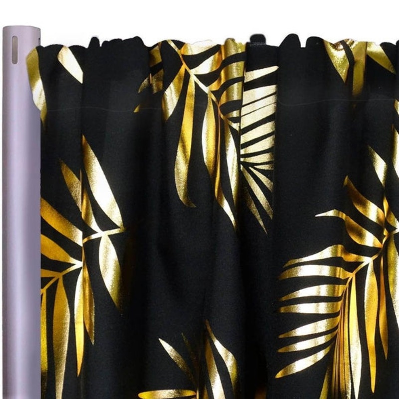 Leaf (Metallic Print) Drapery Panels (58" Wide) / 4 Colors