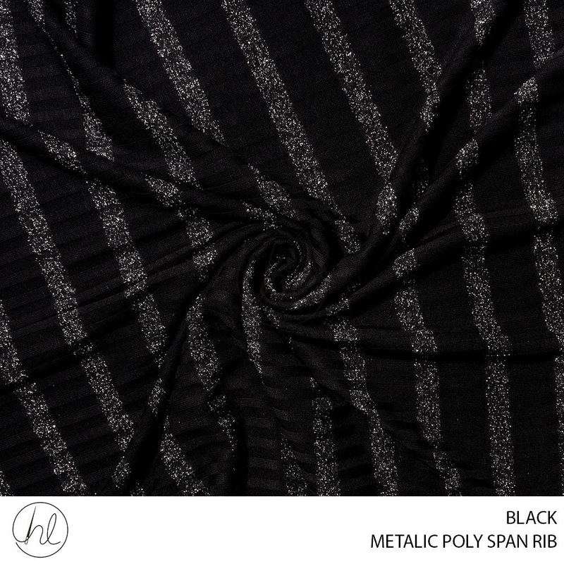 METALIC POLY SPAN RIB 51 BLACK 150CM PER M