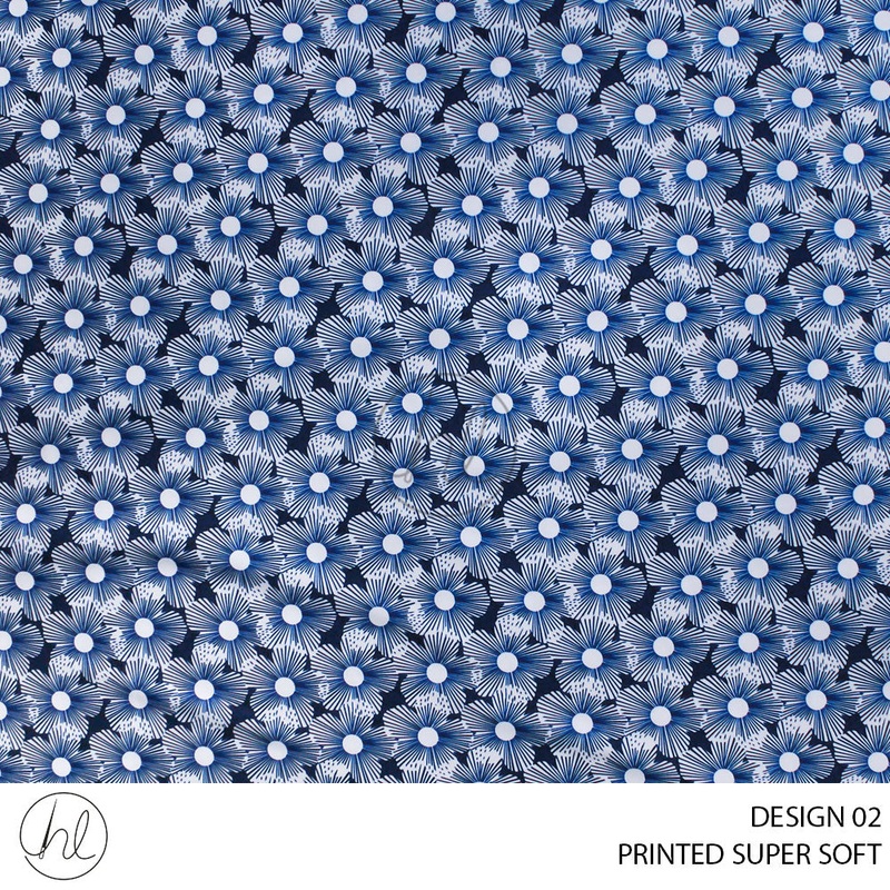 PRINTED SUPER SOFT 56 BLUE 150CM PER M