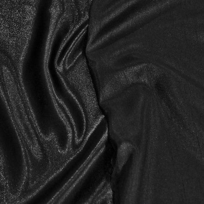 Shantung Satin (Reversible) Drapery Panel in Black