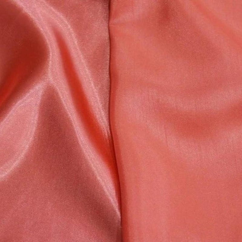 Shantung Satin (Reversible) Drapery Panel in Coral