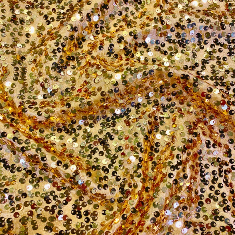 Taffeta Sequins Drapery Panel in Gold