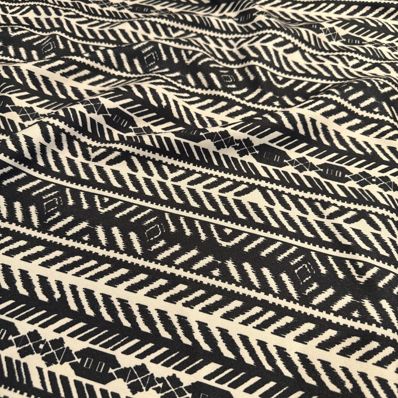 Topaz (Poly Print) Drapery Panel in Black / Taupe