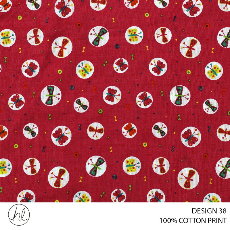 100% COTTON PRINT DESIGN 38 150CM WIDE PER M