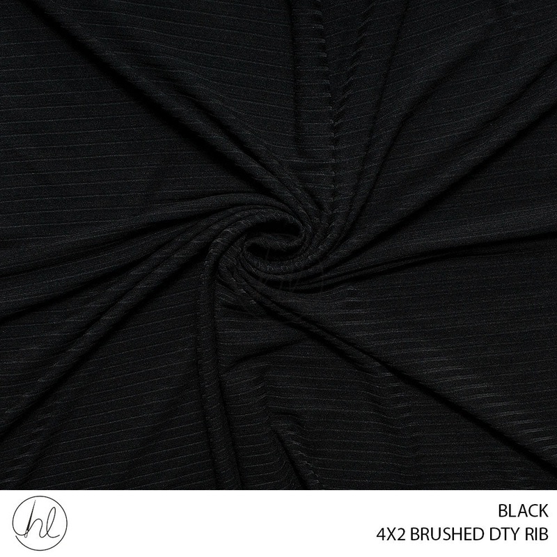 4X2 BRUSHED DTY RIB 51 BLACK 150CM PER M