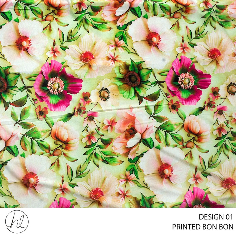 BON BON PRINTED FABRIC 150CM 100641 LIME ROLL ROLL 001