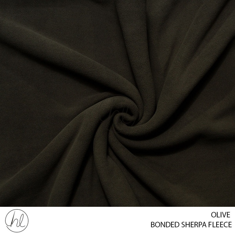 Bonded Sherpa Fleece Micro 56 Olive 150cm Per M