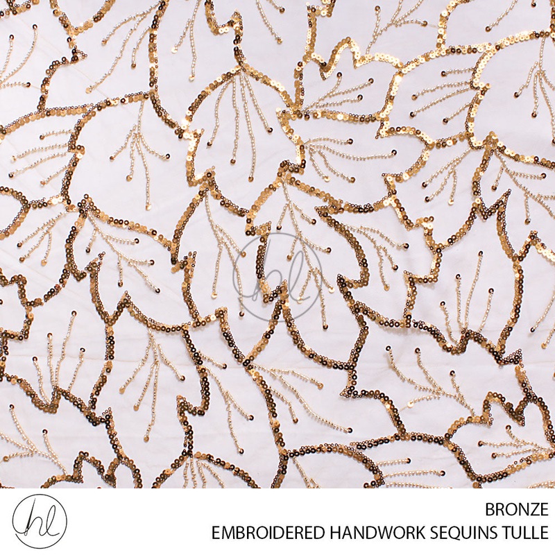 EMBROIDERED HANDWORK SEQUINS TULLE 55 BRONZE 140CM PER M