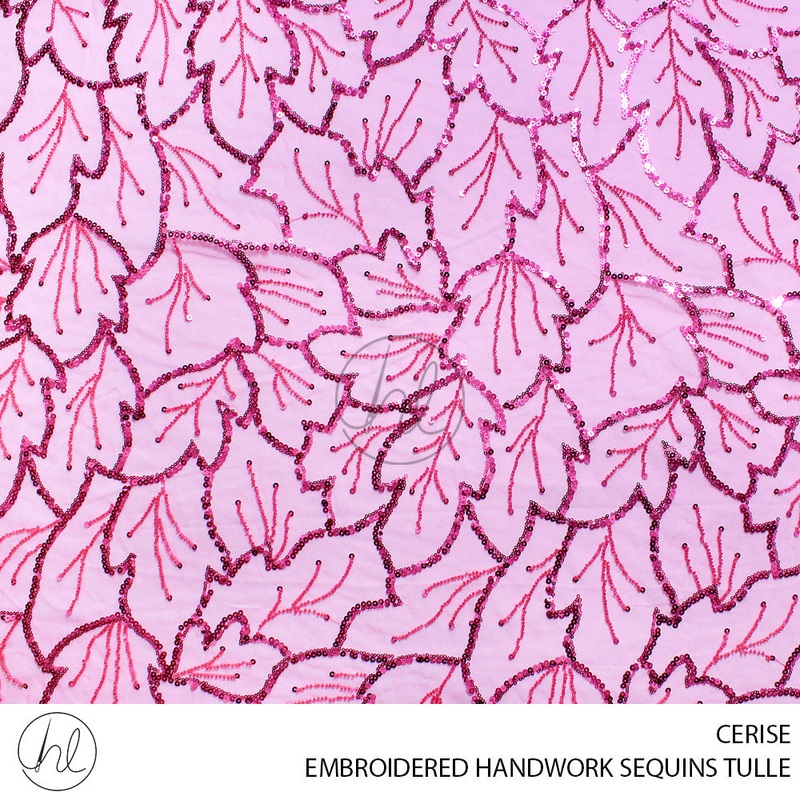 EMBROIDERED HANDWORK SEQUINS TULLE 55 CERISE 140CM PER M