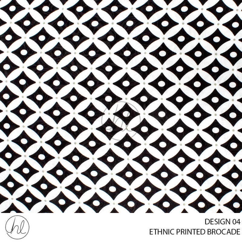 ETHNIC PRINTED BROCADE 55 BLACK/WHITE 150CM PER M