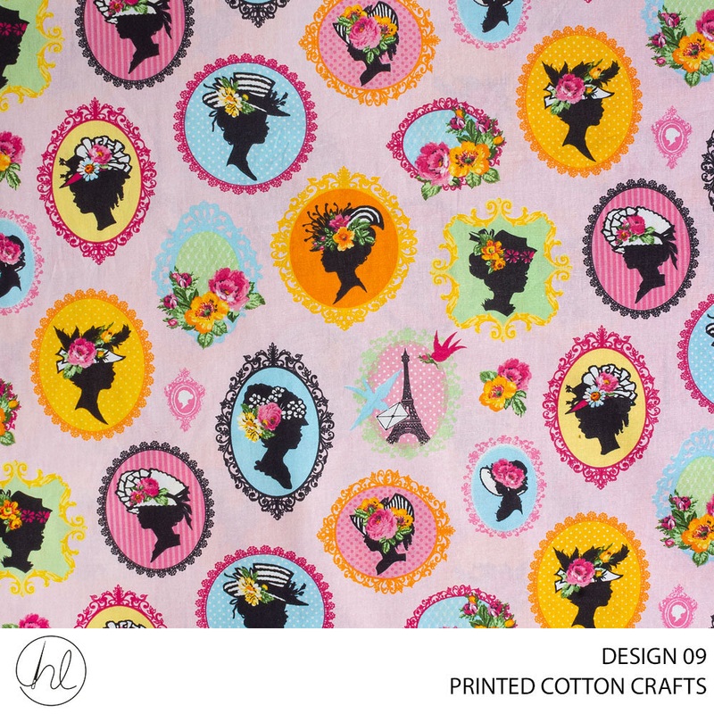 MADEMOISELLE PRINTED FABRIC 150CM PINK ROLL ROLL 001