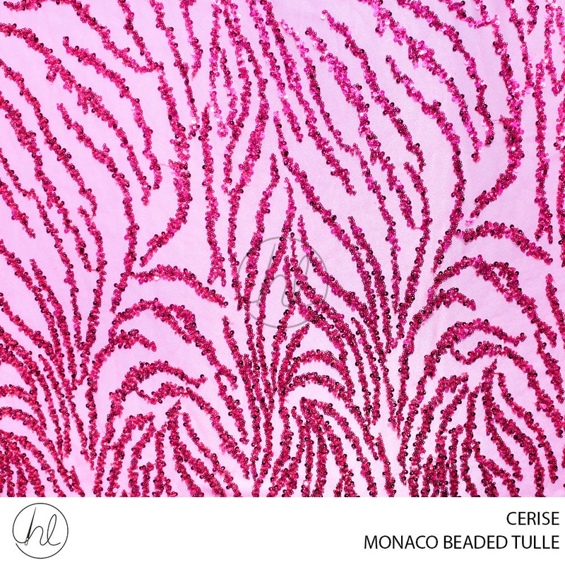 MONACO BEADED TULLE 781 CERISE130CM PER M