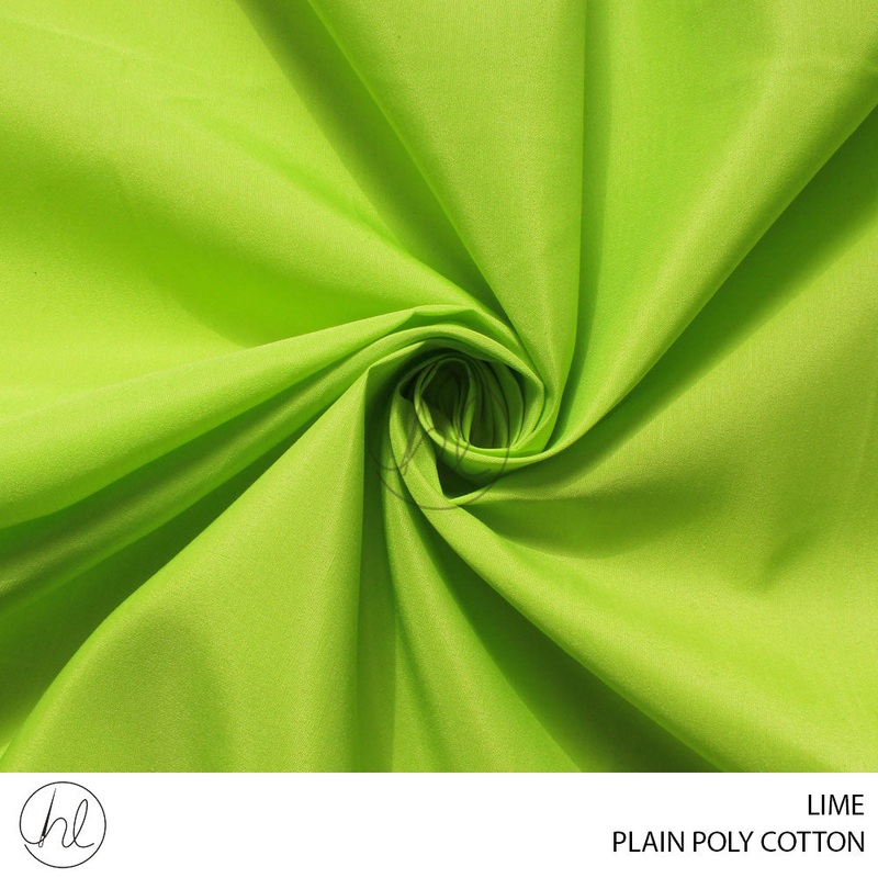 PLAIN POLY COTTON FABRIC 112CM LIME