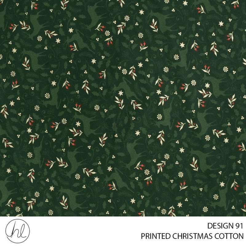 PRINTED CHRISTMAS COTTON DESIGN 87 51 BOTTLE GREEN 145CM PER M
